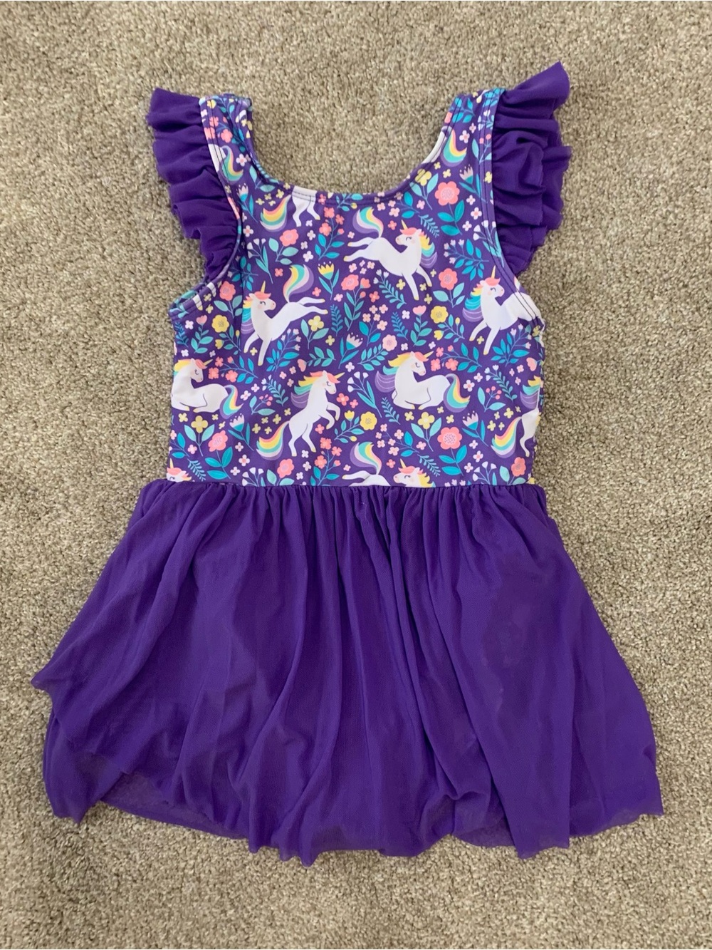 Ruffle Butts 5/6 Purple Unicorn Print Leotard